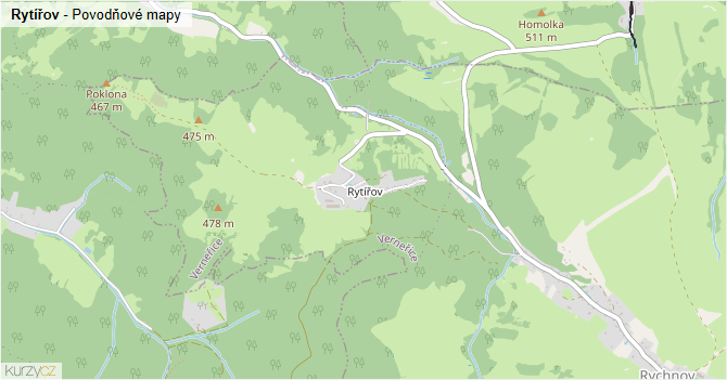 Rytířov - záplavové mapy stoleté vody