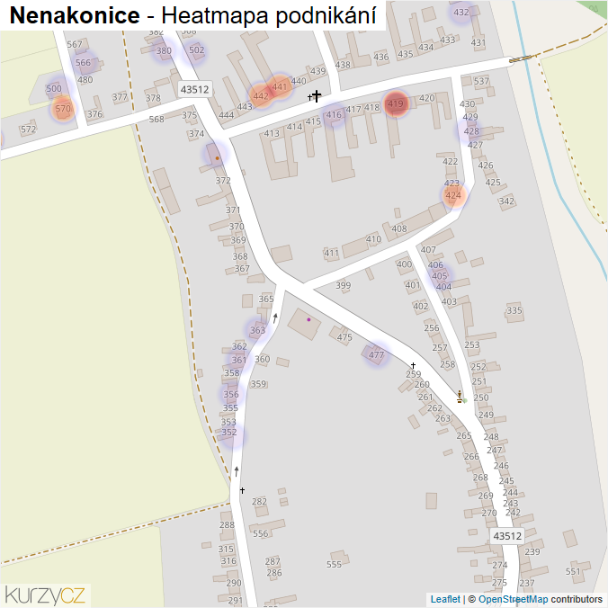 Mapa Nenakonice - Firmy v části obce.