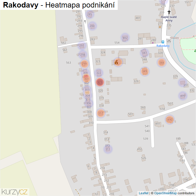 Mapa Rakodavy - Firmy v části obce.