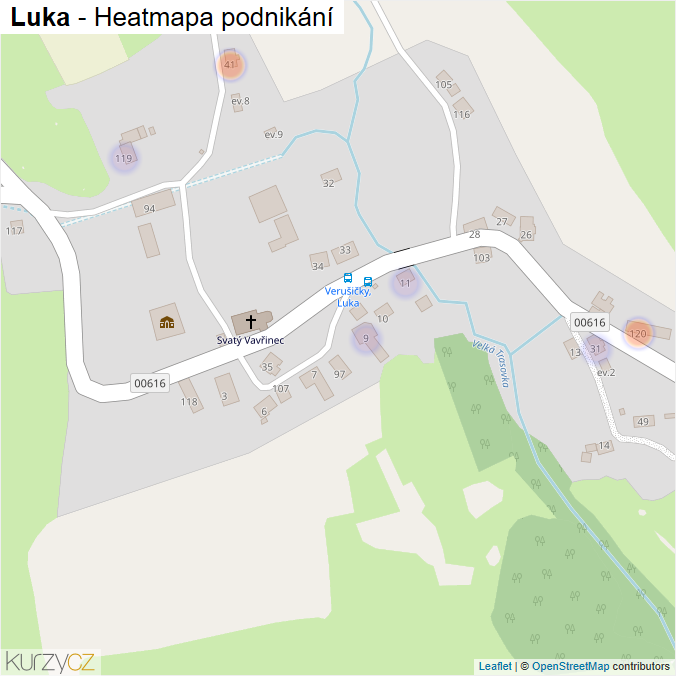 Mapa Luka - Firmy v části obce.