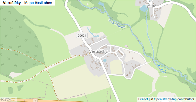 Verušičky - mapa části obce