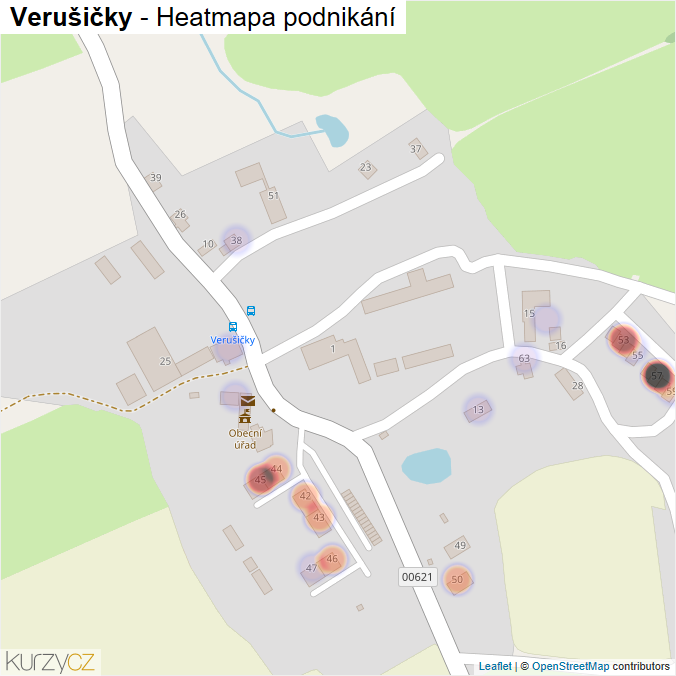 Mapa Verušičky - Firmy v části obce.