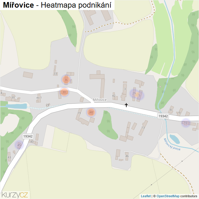 Mapa Mířovice - Firmy v části obce.