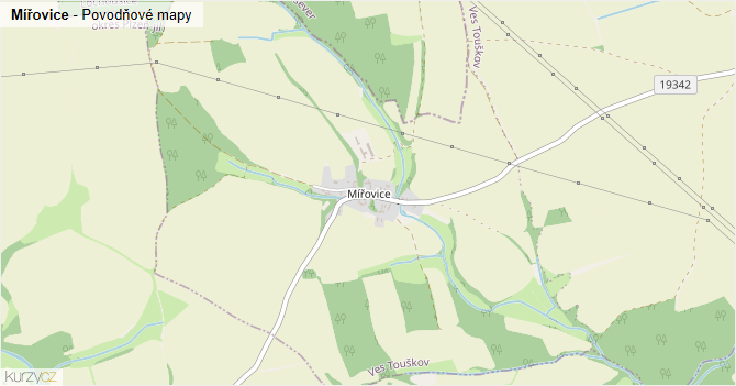 Mířovice - záplavové mapy stoleté vody