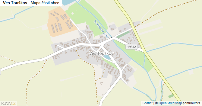Ves Touškov - mapa části obce