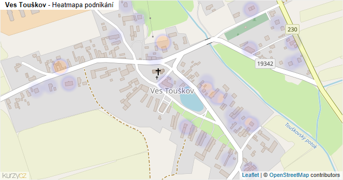 Ves Touškov - mapa podnikání