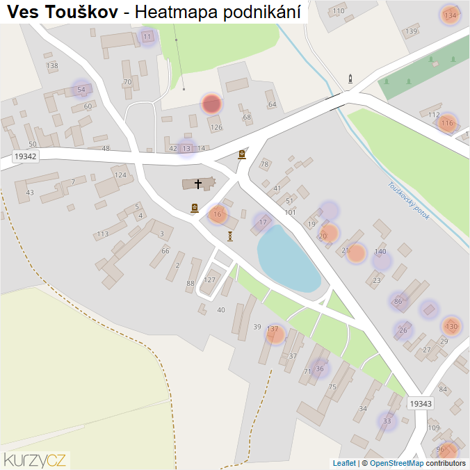 Mapa Ves Touškov - Firmy v části obce.