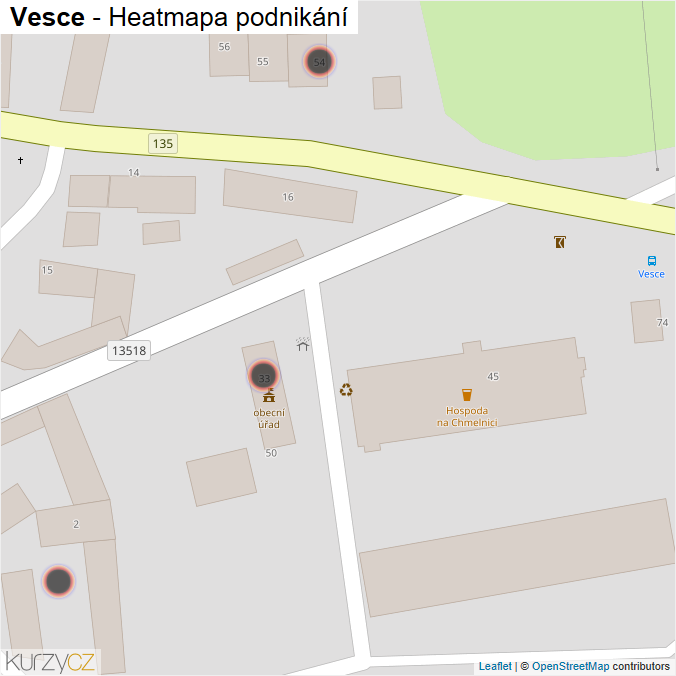 Mapa Vesce - Firmy v obci.
