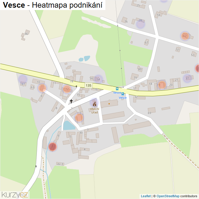 Mapa Vesce - Firmy v části obce.