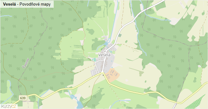 Veselá - záplavové mapy stoleté vody