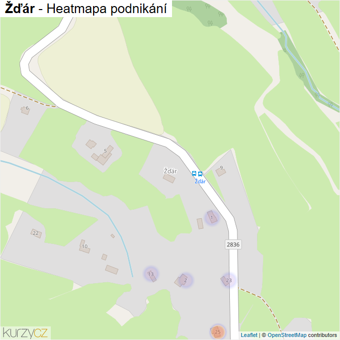 Mapa Žďár - Firmy v části obce.