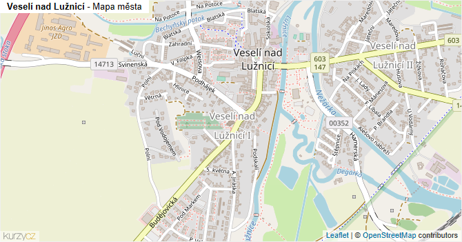 Veselí nad Lužnicí - mapa města