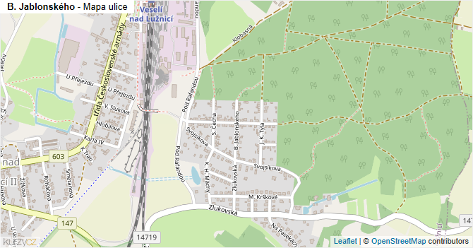 B. Jablonského - mapa ulice