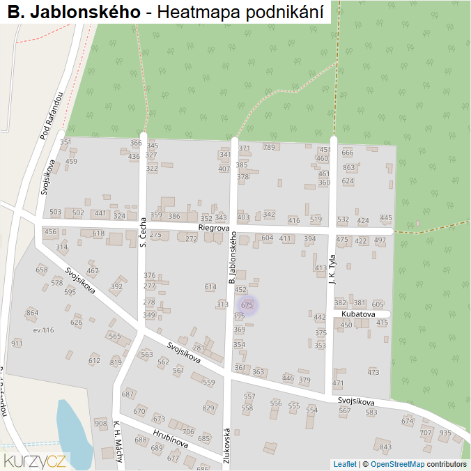 Mapa B. Jablonského - Firmy v ulici.