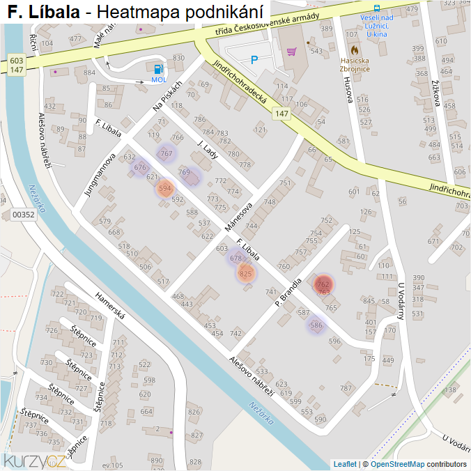 Mapa F. Líbala - Firmy v ulici.