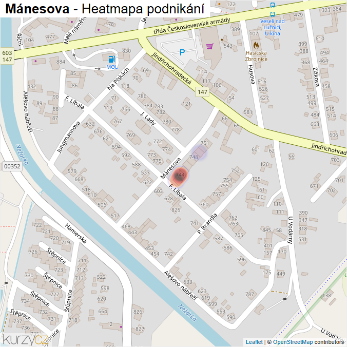 Mapa Mánesova - Firmy v ulici.
