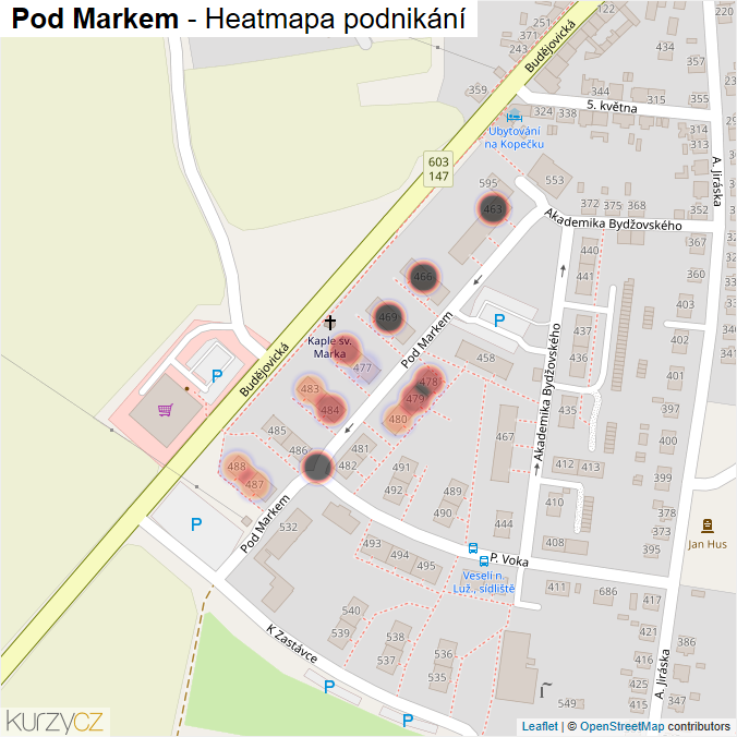 Mapa Pod Markem - Firmy v ulici.