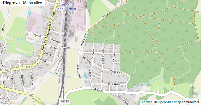 Riegrova - mapa ulice