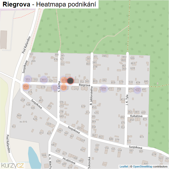 Mapa Riegrova - Firmy v ulici.