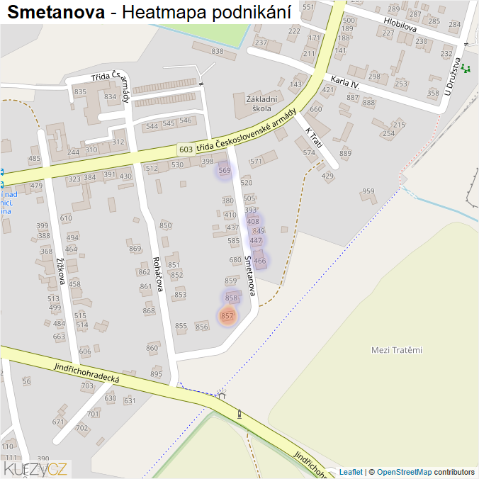 Mapa Smetanova - Firmy v ulici.
