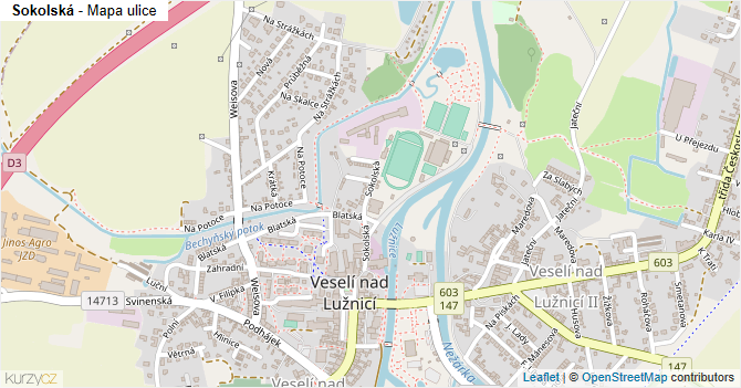 Sokolská - mapa ulice