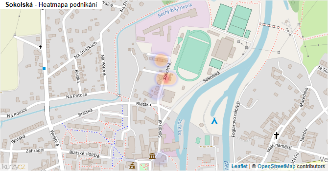 Sokolská - mapa podnikání