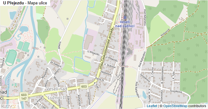 U Přejezdu - mapa ulice