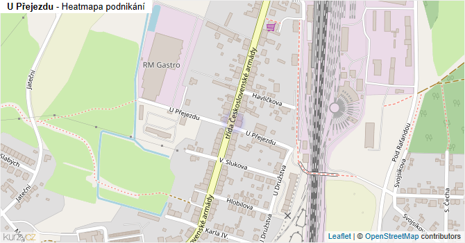 U Přejezdu - mapa podnikání
