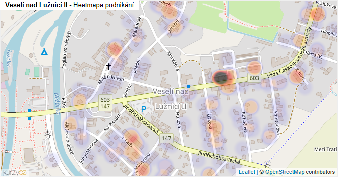 Veselí nad Lužnicí II - mapa podnikání