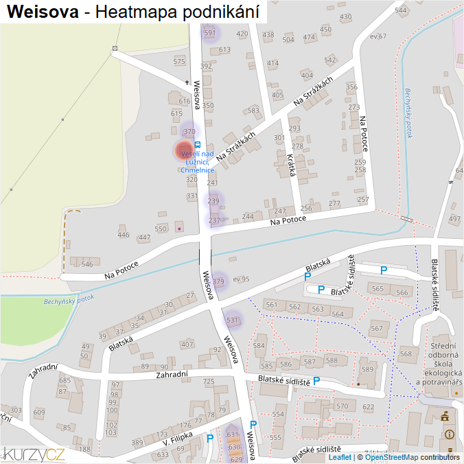 Mapa Weisova - Firmy v ulici.