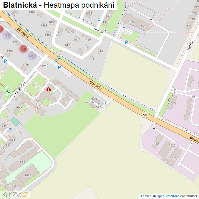 Mapa Blatnická - Firmy v ulici.
