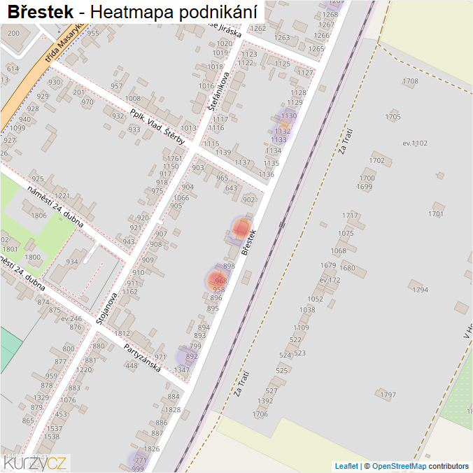 Mapa Břestek - Firmy v ulici.