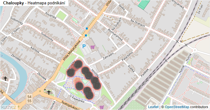 Chaloupky - mapa podnikání