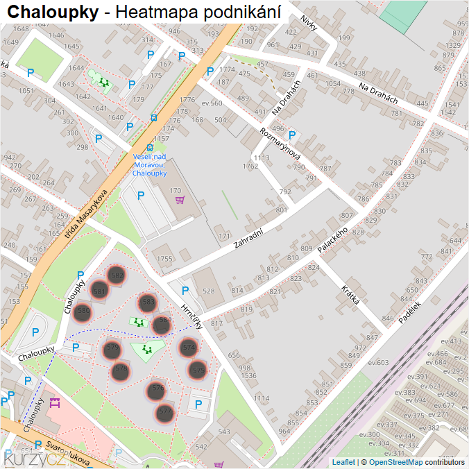 Mapa Chaloupky - Firmy v ulici.