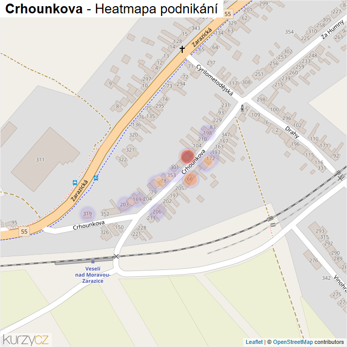 Mapa Crhounkova - Firmy v ulici.