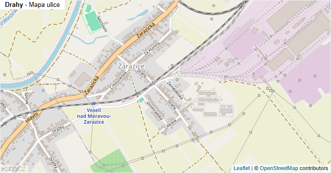 Drahy - mapa ulice