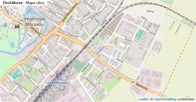 Dvořákova - mapa ulice