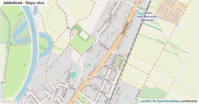 Jabloňová - mapa ulice