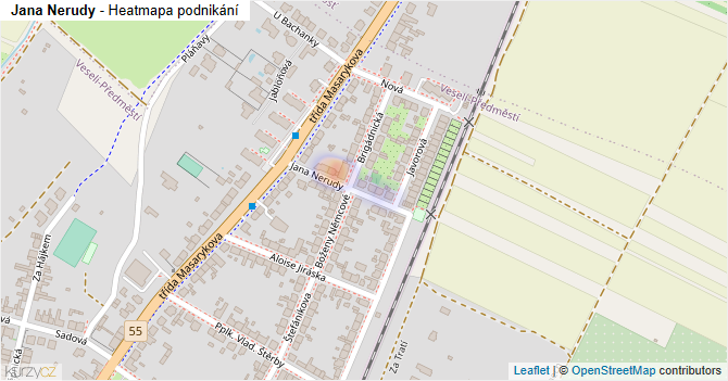 Jana Nerudy - mapa podnikání