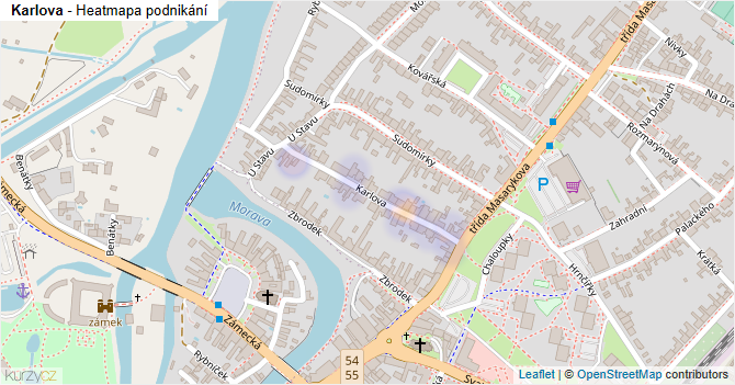 Karlova - mapa podnikání
