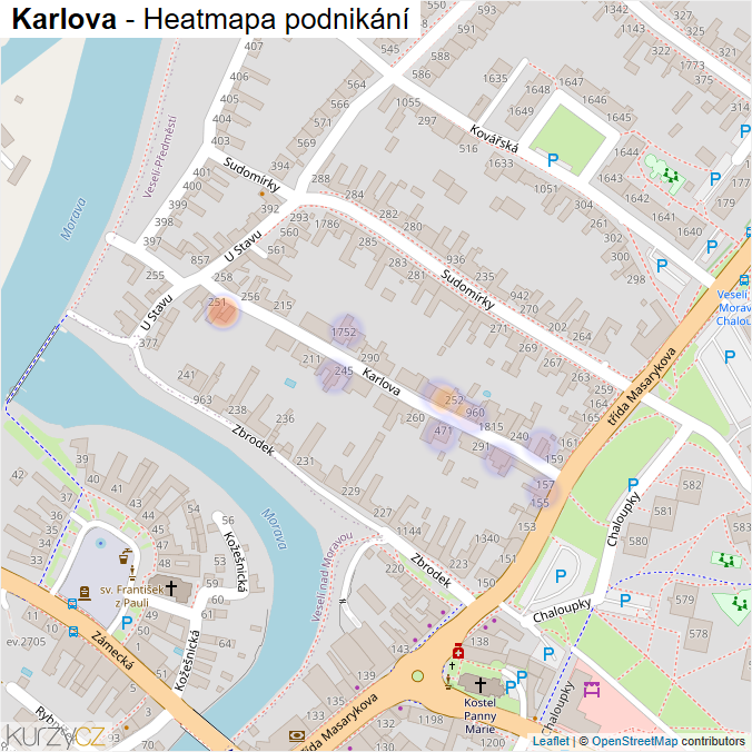 Mapa Karlova - Firmy v ulici.