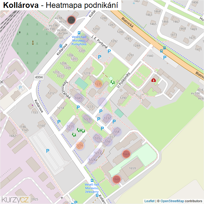Mapa Kollárova - Firmy v ulici.