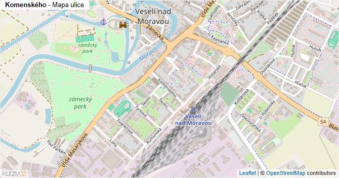 Komenského - mapa ulice