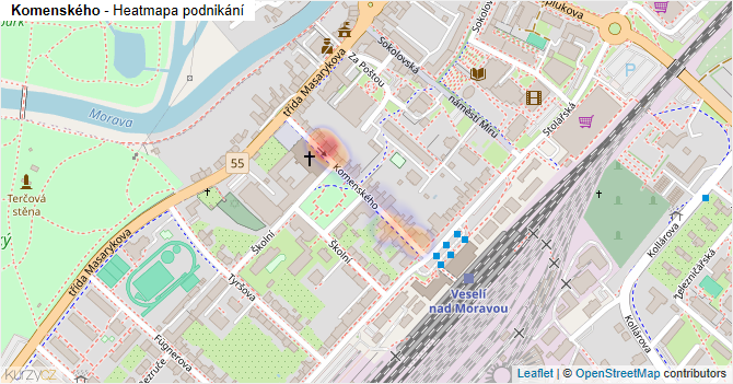 Komenského - mapa podnikání
