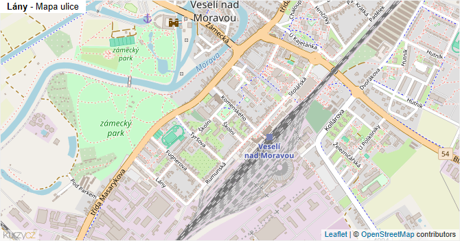 Lány - mapa ulice