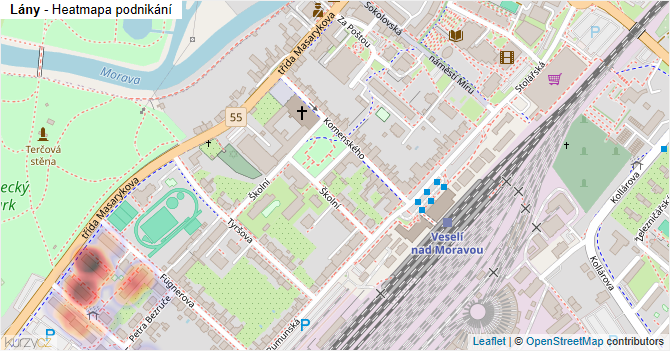 Lány - mapa podnikání