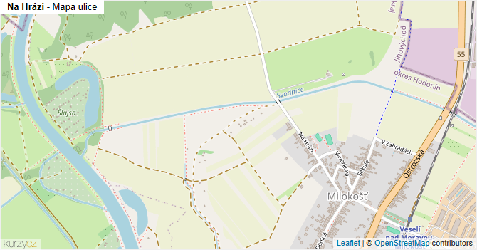 Na Hrázi - mapa ulice