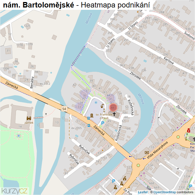 Mapa nám. Bartolomějské - Firmy v ulici.
