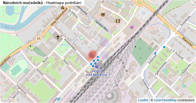 Národních mučedníků - mapa podnikání