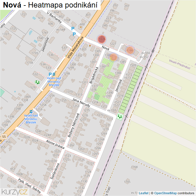 Mapa Nová - Firmy v ulici.